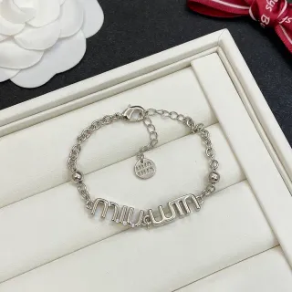 Miu Miu لوجو سلسلة أحرف سوار فضي