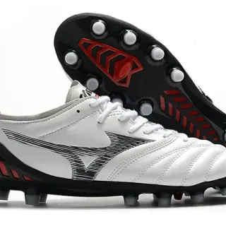 Mizuno Morelia Neo White Black Red Firm-Ground Soccer Shoes