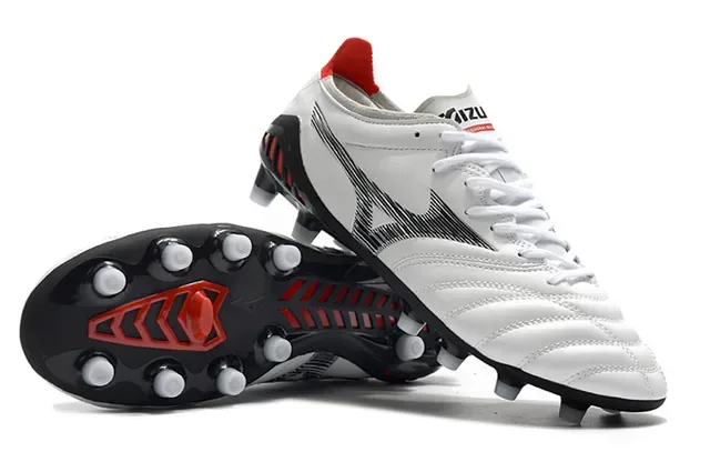 Mizuno Morelia Neo White Black Red Firm-Ground Soccer Shoes 4