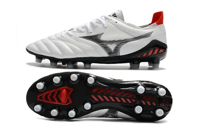Mizuno Morelia Neo White Black Red Firm-Ground Soccer Shoes 6