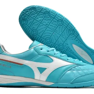 Mizuno Morelia Turquoise White Indoor Soccer Shoes