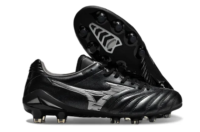Mizuno Vermelho Branco Metálico Couro Sintético Acolchoado Vamp Solo Firme Sapatos de Futebol 3