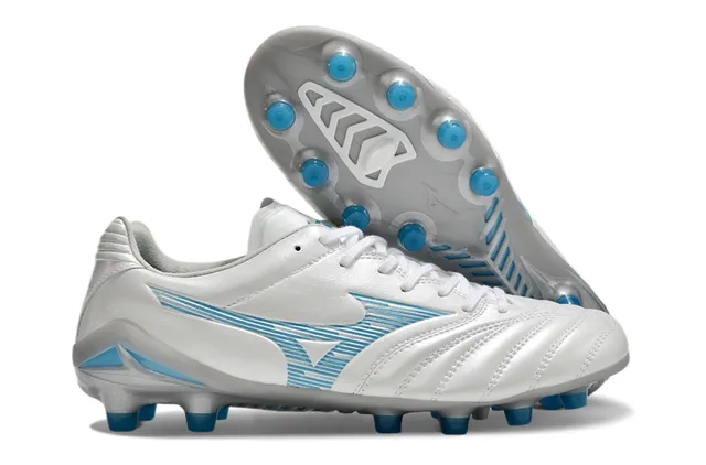 Mizuno Vermelho Branco Metálico Couro Sintético Acolchoado Vamp Solo Firme Sapatos de Futebol 6