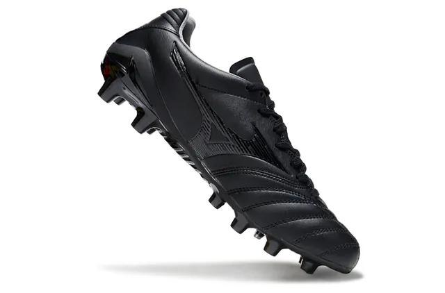 Mizuno Vermelho Branco Metálico Couro Sintético Acolchoado Vamp Solo Firme Sapatos de Futebol 20