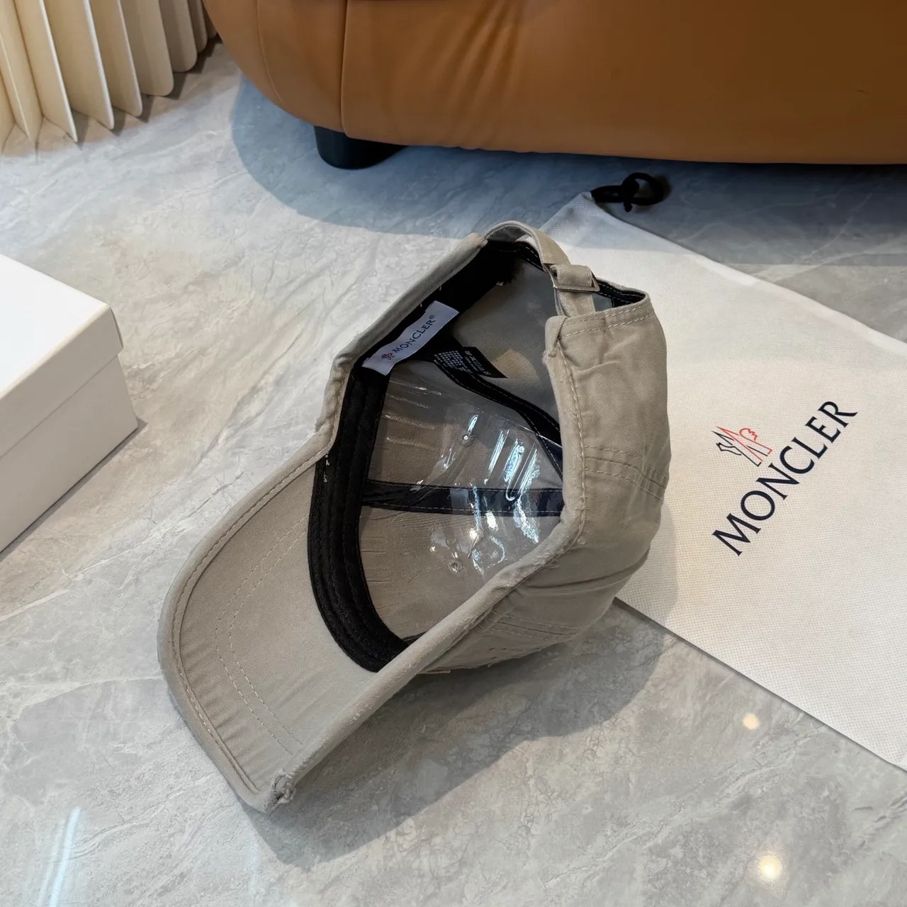 Moncler Distressed Washed Gray Baseball Cap 8