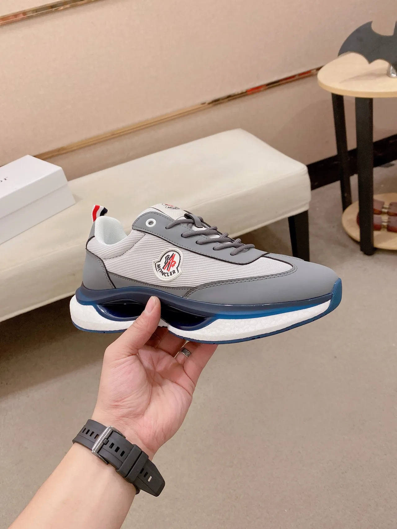Moncler Lifestyle Sneaker Gris et Bleu Marine Chaussures Chunky 5