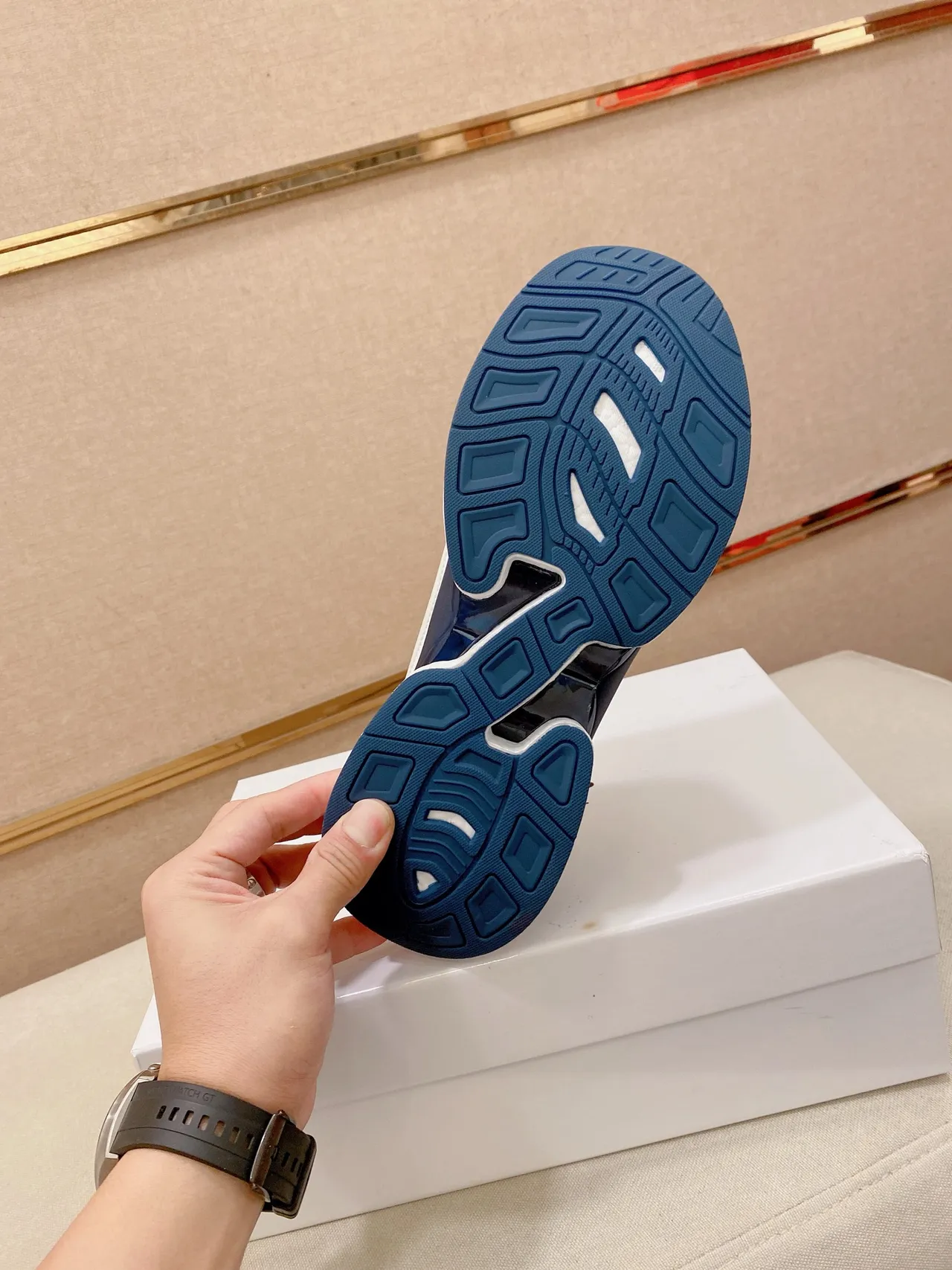 Moncler Blanc Marine Tricoté Textile Supérieur Bleu Transparent Semelle Milieu Channel Lifestyle Sneakers 2