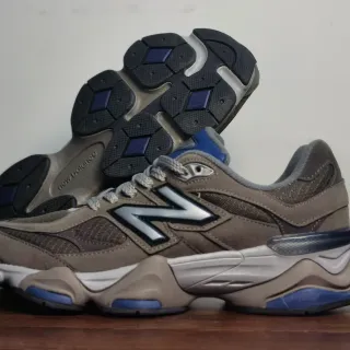 New Balance 9060 Beige Blue وسط النعل شبكة متعددة الطبقات و جلد مدبوغ أعلى الحذاء أحذية رياضية سميكة