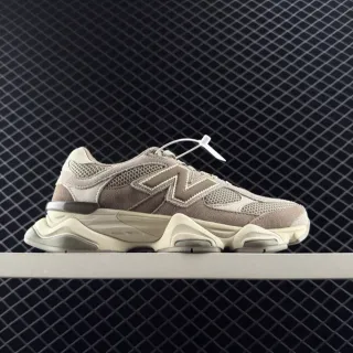 New Balance 9060 Beige Mesh and Suede Chunky Sneakers