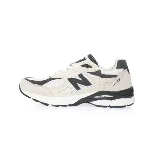 New Balance 990 Beige Black Layered Suede-Mesh Upper N Logo Lifestyle Sneakers