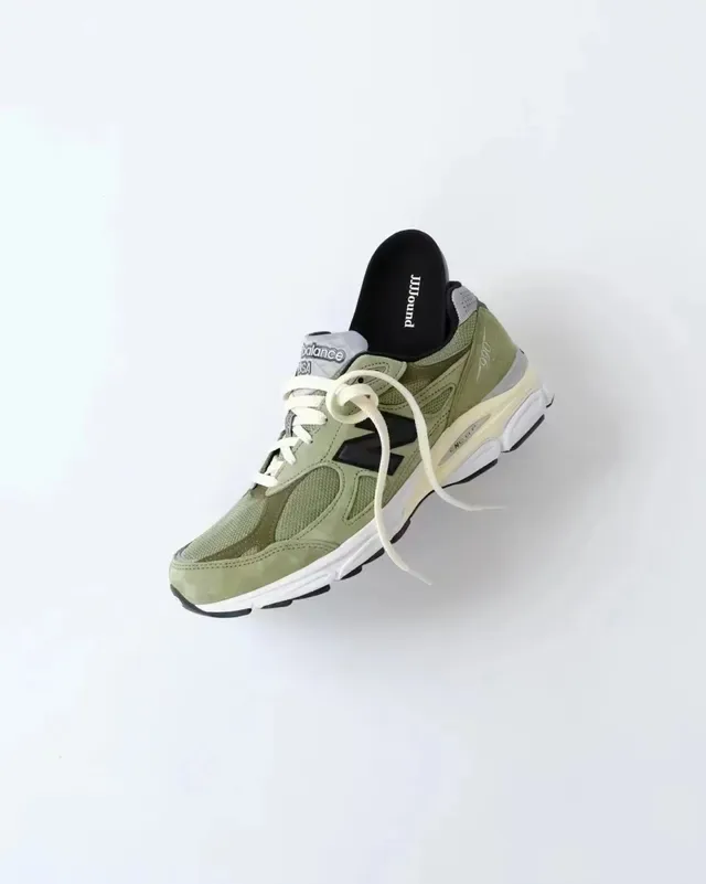 New Balance 990 Olive Green Suede and Mesh Lifestyle Sneakers 2