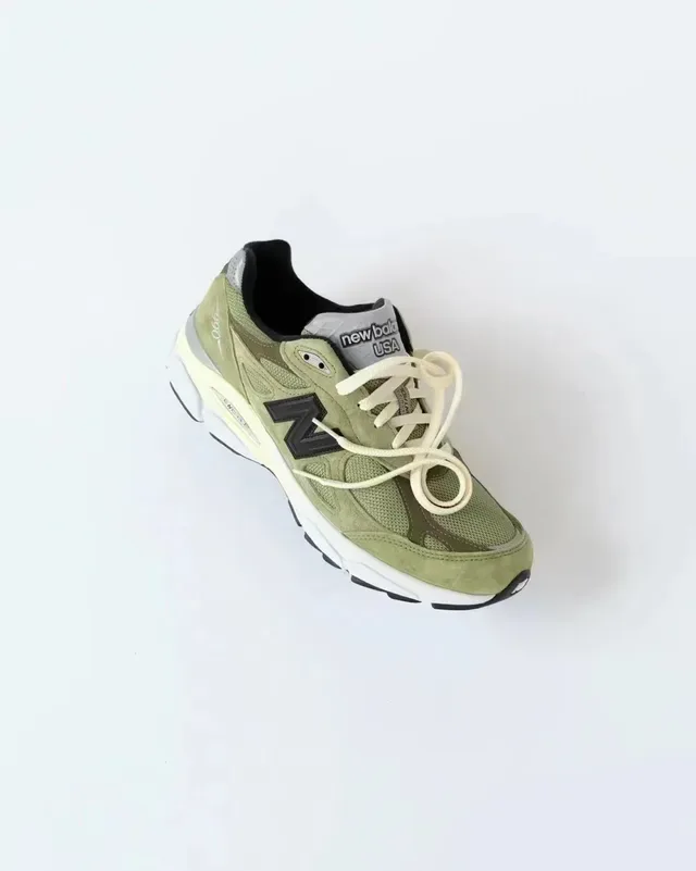 New Balance 990 Olive Green Suede and Mesh Lifestyle Sneakers 4