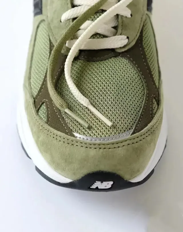 New Balance 990 Olive Green Suede and Mesh Lifestyle Sneakers 5