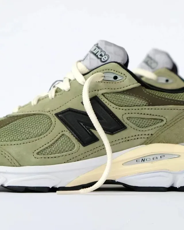 New Balance 990 Olive Green Suede and Mesh Lifestyle Sneakers 6
