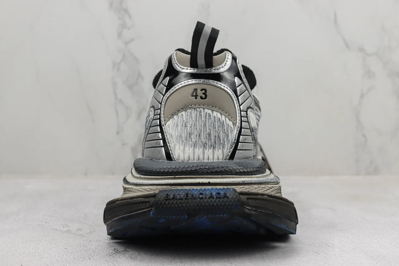 New Balance رمادي أزرق شبكة متعددة الطبقات وصناعي علوية نحت متعدد الكثافة وسادة كعب سميك حذاء رياضي 9