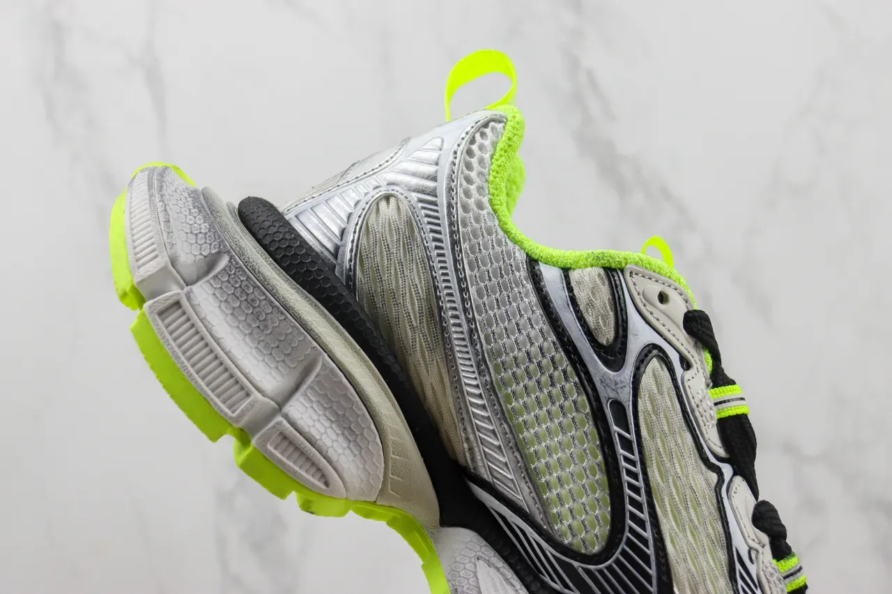 New Balance Cinza Verde Sola Intermediária Esculpida Malha E Superposição Sintética Tênis Chunky 5