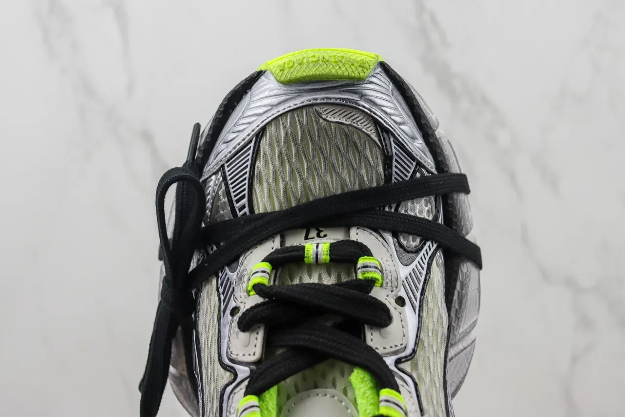 New Balance Cinza Verde Sola Intermediária Esculpida Malha E Superposição Sintética Tênis Chunky 6