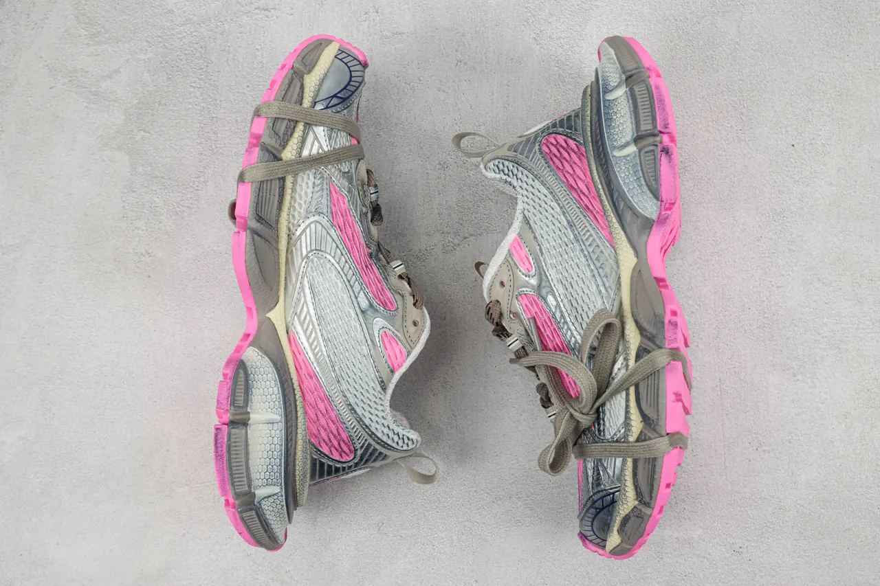 New Balance Gris Rose Upper Synthétique-Mesh Stratifié Textura Nid d'abeille Semelle Intermédiaire Chaussures Chunky 2