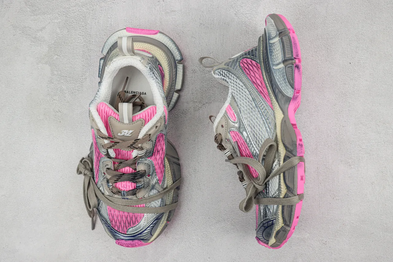 New Balance Gris Rose Upper Synthétique-Mesh Stratifié Textura Nid d'abeille Semelle Intermédiaire Chaussures Chunky 3