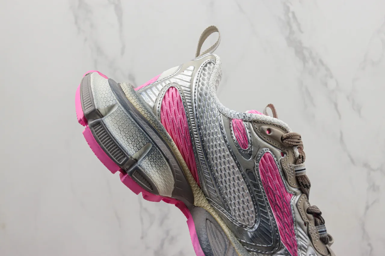 New Balance Gris Rose Upper Synthétique-Mesh Stratifié Textura Nid d'abeille Semelle Intermédiaire Chaussures Chunky 5