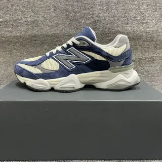 New Balance Navy Beige Sculpted Sole Suede And Cream Mesh Chunky Sneakers
