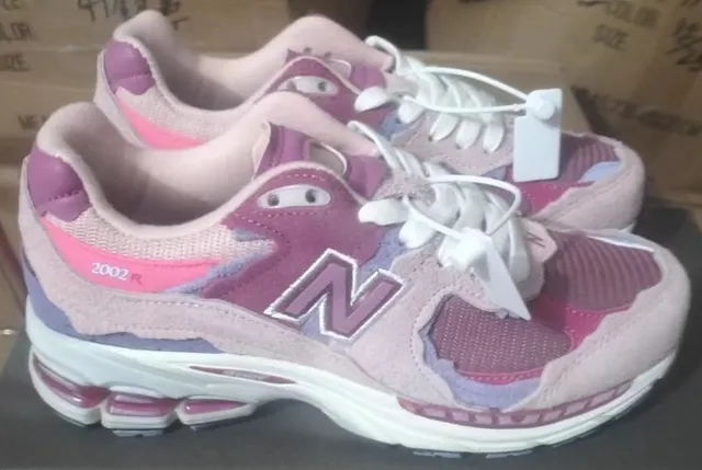 New Balance Chaussures lifestyle en maille et daim rose violet avec amortissement de pods exposés 2