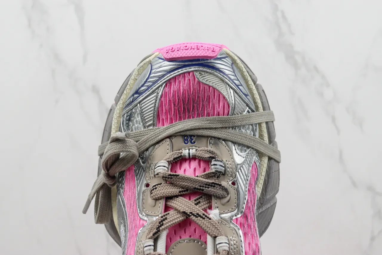 New Balance Silver Pink Chunky Layered Sole Metallic Mesh And Synthetic Upper Sneakers 6