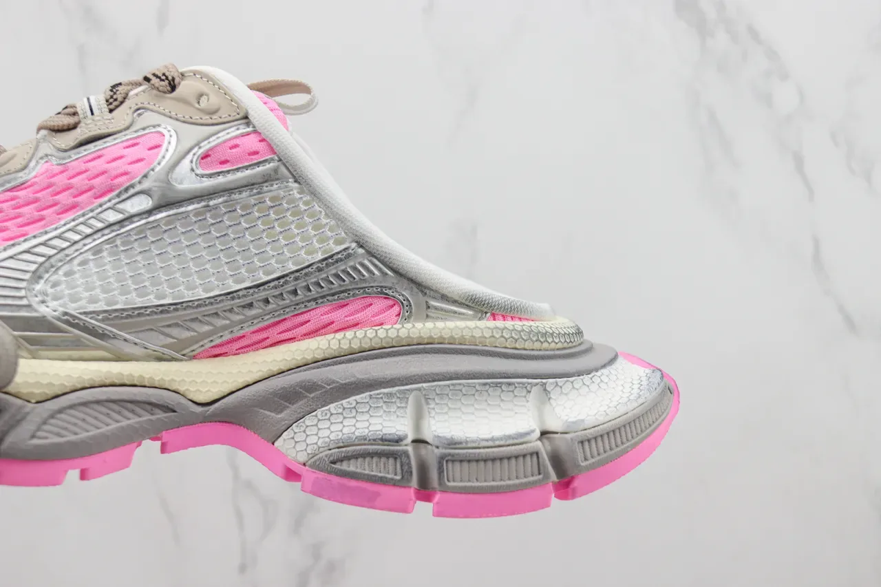 New Balance Silver Pink Chunky Layered Sole Metallic Mesh And Synthetic Upper Sneakers 7