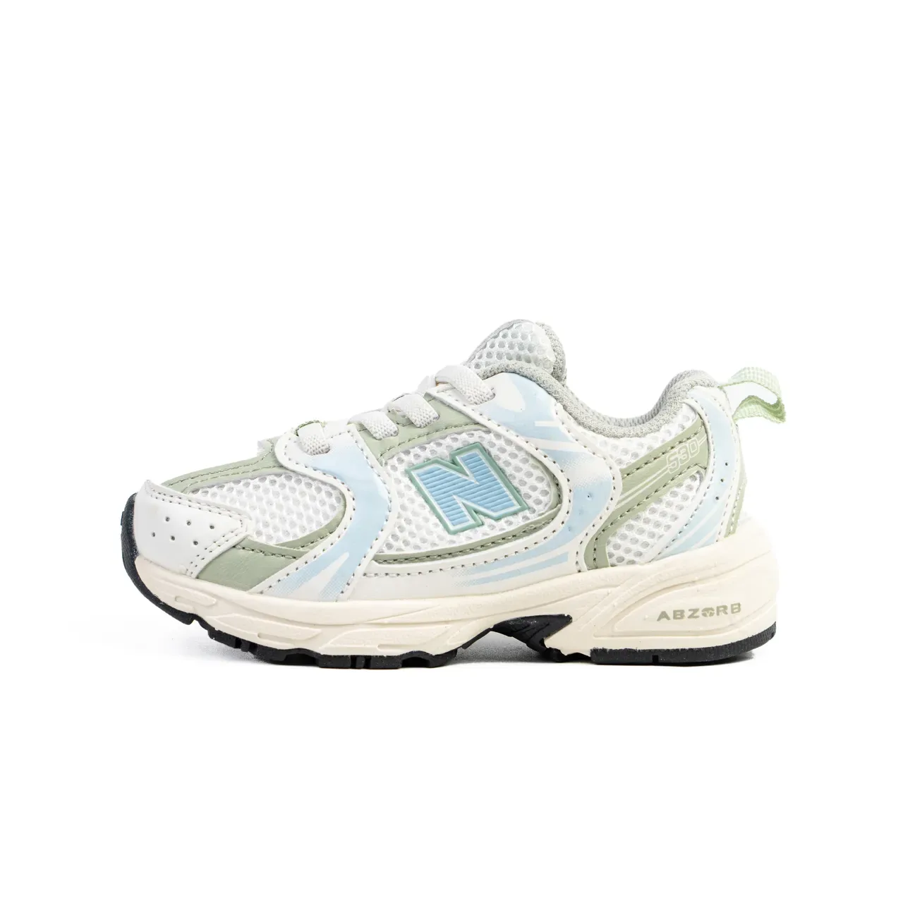 New Balance blanco verde suela media gruesa parte superior híbrida malla-sintética zapatillas lifestyle 18