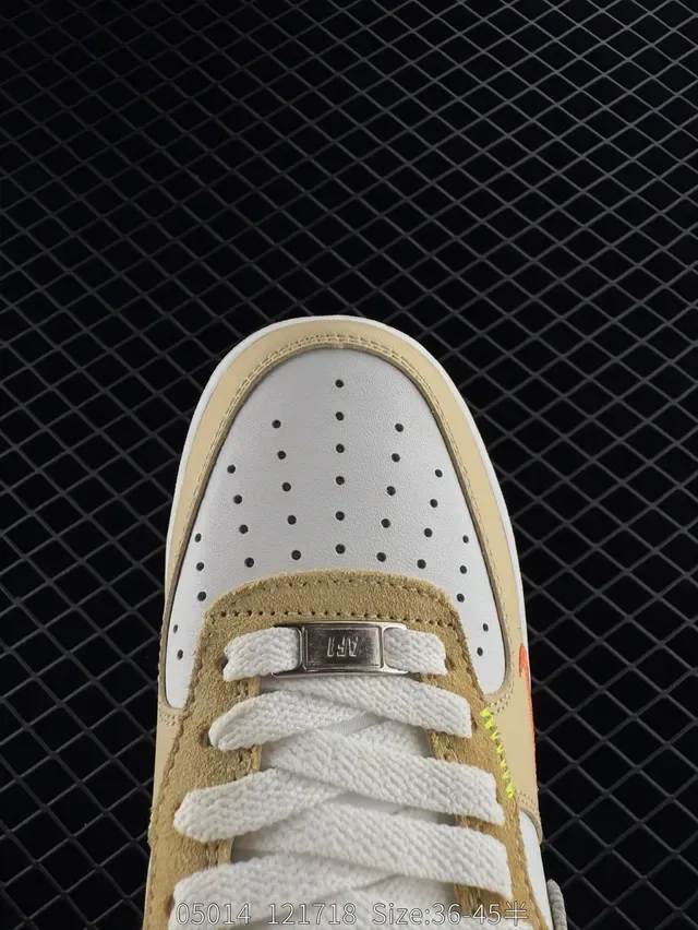 Nike Air Force 1 Beige White Orange Lime Green Lifestyle Sneakers 2