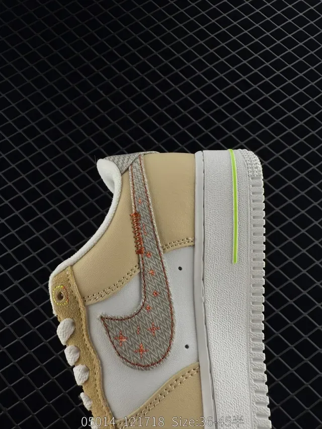 Nike Air Force 1 Beige White Orange Lime Green Lifestyle Sneakers 3