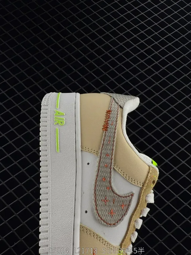 Nike Air Force 1 Beige White Orange Lime Green Lifestyle Sneakers 4