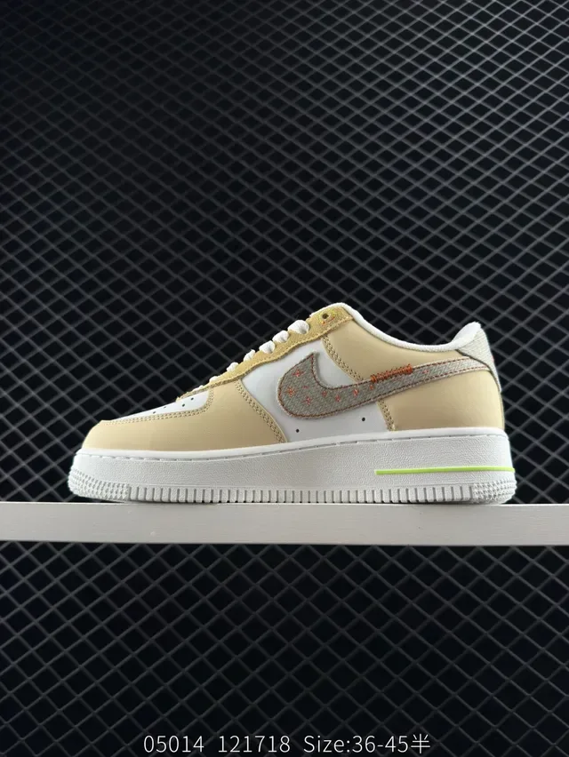 Nike Air Force 1 Beige White Orange Lime Green Lifestyle Sneakers 5