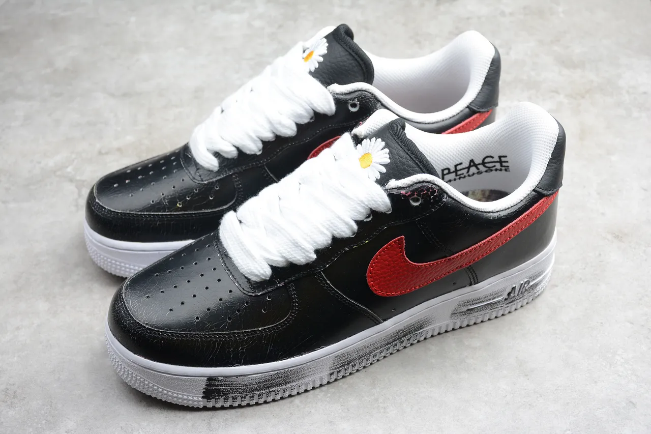 Nike Air Force 1 Black Red White Brushstroke Lifestyle Sneakers 10