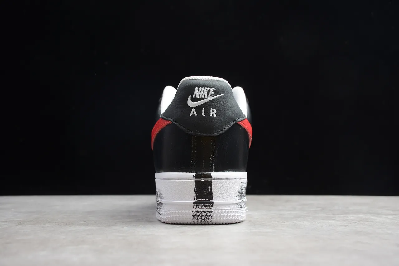 Nike Air Force 1 Black Red White Brushstroke Lifestyle Sneakers 11