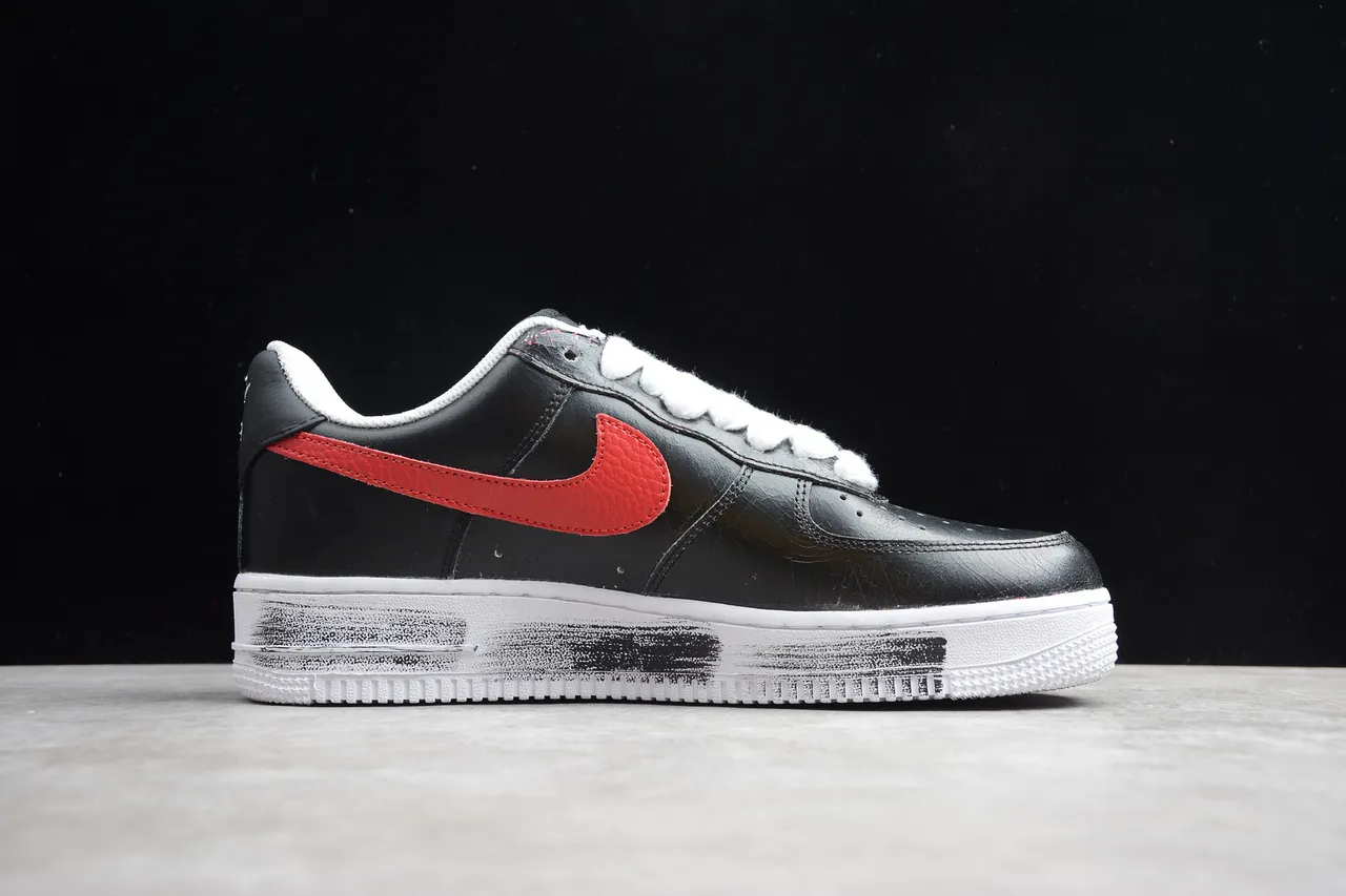 Nike Air Force 1 Black Red White Brushstroke Lifestyle Sneakers 14