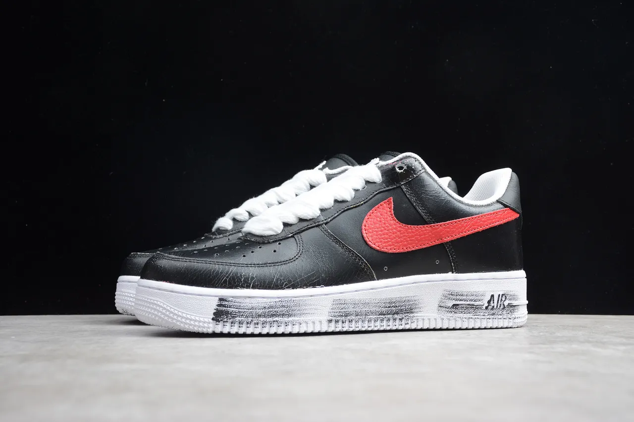 Nike Air Force 1 Black Red White Brushstroke Lifestyle Sneakers 15