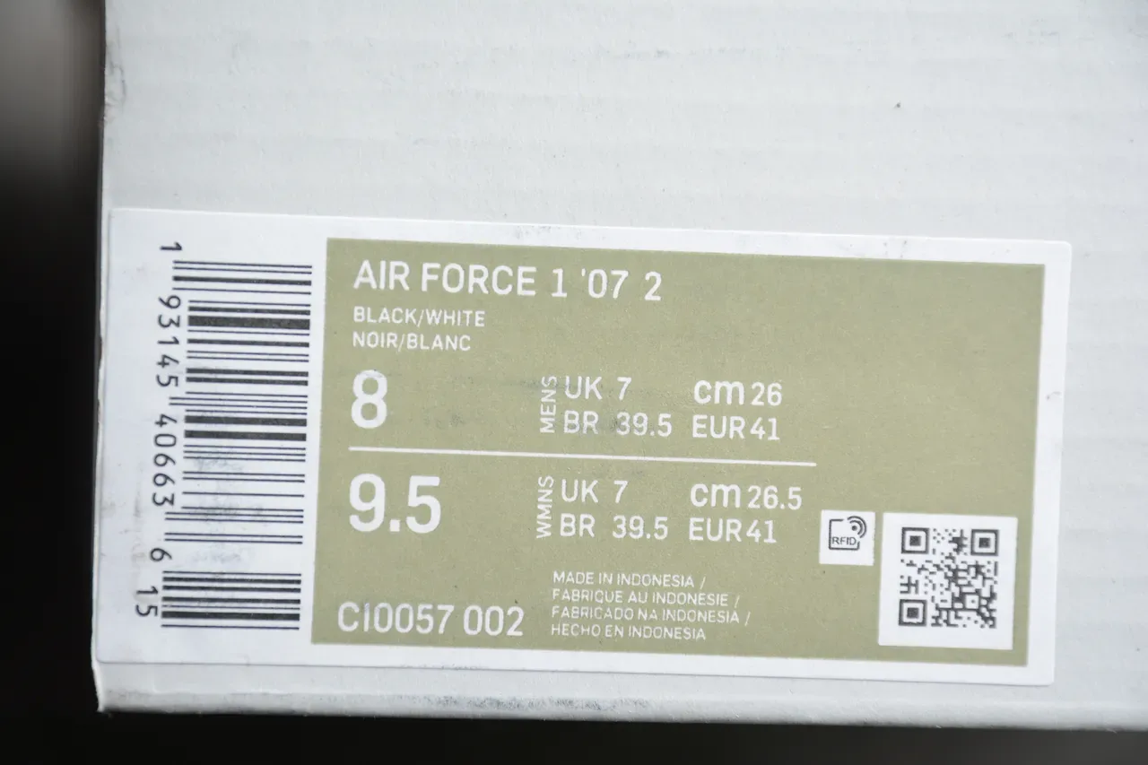 Nike Air Force 1 Noir Blanc Gum Sneakers Lifestyle 7