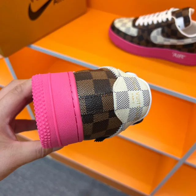 Nike Air Force 1 Damier Check Pink Lifestyle Sneakers 2