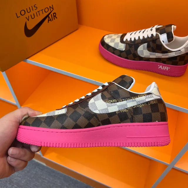 Nike Air Force 1 Damier Check Pink Lifestyle Sneakers 3