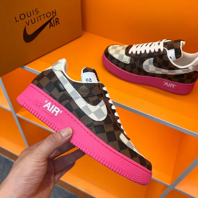 Nike Air Force 1 Damier Check Pink Lifestyle Sneakers 4