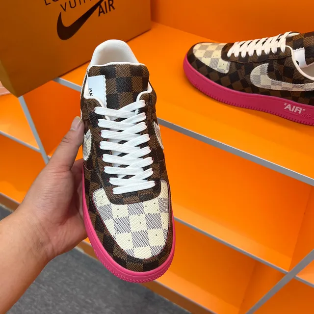 Nike Air Force 1 Damier Check Pink Lifestyle Sneakers 5