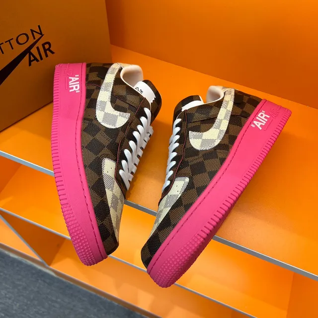 Nike Air Force 1 Damier Check Pink Lifestyle Sneakers 6