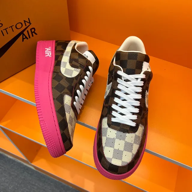 Nike Air Force 1 Damier Check Pink Lifestyle Sneakers 7