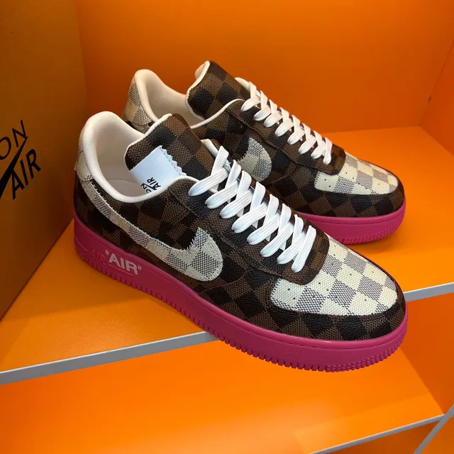 Nike Air Force 1 Damier Check Pink Lifestyle Sneakers 8