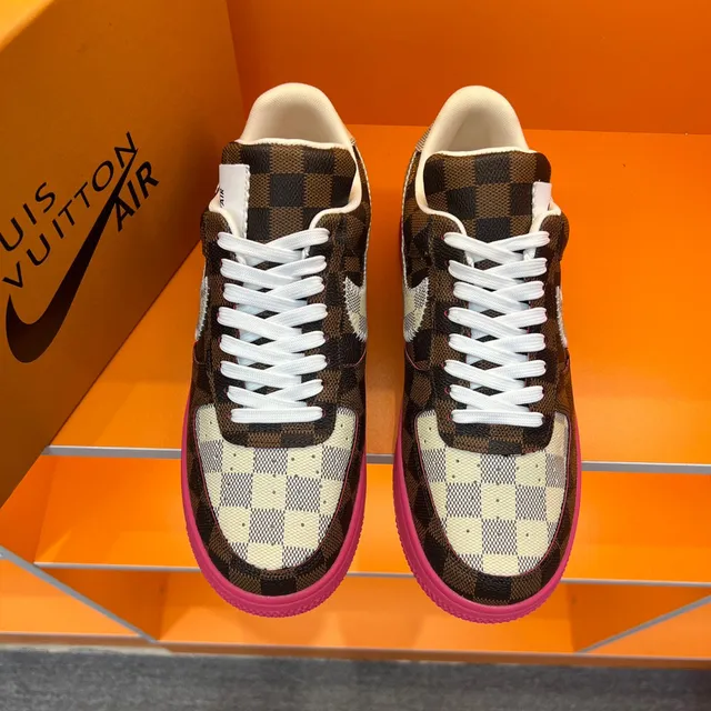 Nike Air Force 1 Damier Check Pink Lifestyle Sneakers 9