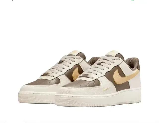 Nike Air Force 1 Low Beige Brown Gold Lifestyle Sneakers 5