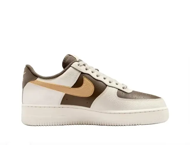 Nike Air Force 1 Low Beige Brown Gold Lifestyle Sneakers 6