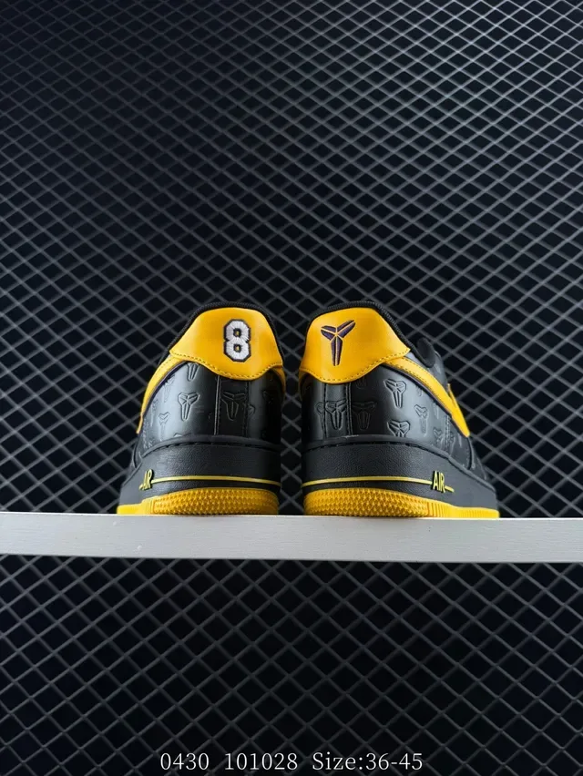 Nike Air Force 1 Low Black Yellow Embossed Mamba Edition Lifestyle Sneakers 3