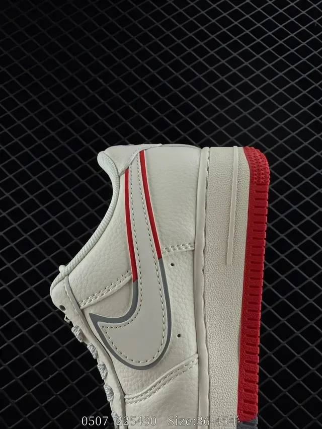 Nike Air Force 1 Low Off-White Red Gray Lifestyle Sneakers 3